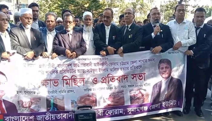 আইনজীবী হত্যার প্রতিবাদে বিক্ষোভ আইনজীবী হত্যার প্রতিবাদে বিক্ষোভ