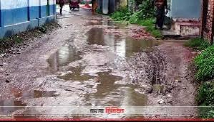বেহাল সড়কে স্কুলে যেতে ভোগান্তি শিক্ষার্থীদের বেহাল সড়কে স্কুলে যেতে ভোগান্তি শিক্ষার্থীদের