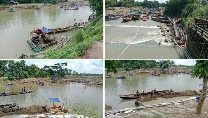 খাসিয়ামারা নদীতে বালুখেকো সিন্ডিকেট বেপরোয়া