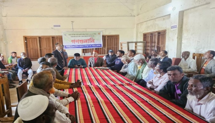 তাহিরপুরে ফসল রক্ষা বাঁধ নির্মাণে দুই ইউপিতে গণশুনানি