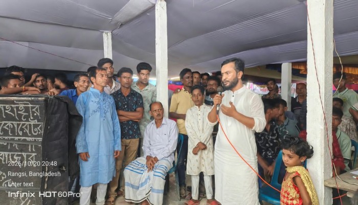 মধ্যনগরে পূজামণ্ডপ পরিদর্শনে ইনামুল গণি তালুকদার রুবেল