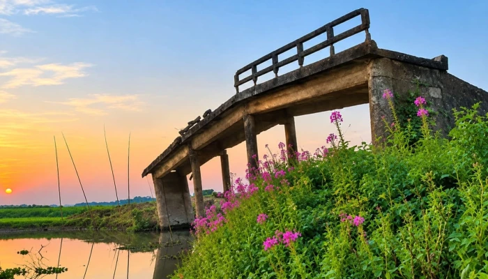 ফাটল-ভাঙনে বেহাল ধর্মপাশার কালীজানা সেতু, পারাপারে জীবনের ঝুঁকি
